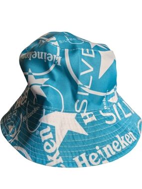 Heineken Silver Reversible Bucket Hat – Blue Logo Print